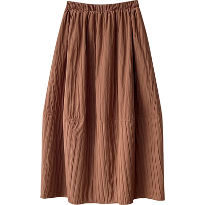 日韩系复古夹棉茧形花苞半身裙子