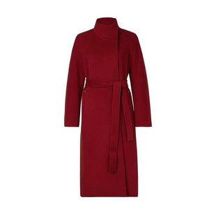 【明星同款】大衣红色2025冬季新款老钱风绵羊毛羊绒双面呢立领