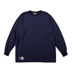 TARGET 潮牌 HipHop bboy240克重磅棉质小领口螺纹无性别 长袖Tee