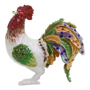 珐琅彩小公鸡摆件复古吉祥家居装饰品客厅办公室桌面合金工艺品