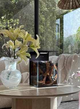 2025新款白色宋代美学白色摆件玻璃小高级桌面感侘寂花瓶花瓶众风