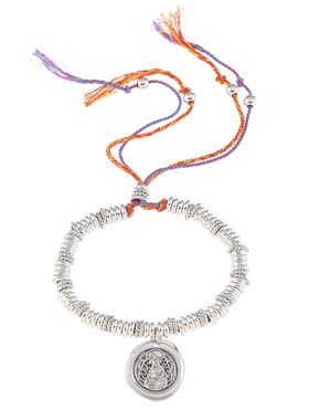 藏式手搓棉绳编织碎银盘缠手链