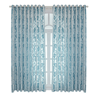 高档大气防晒窗纱客厅卧室半遮阳纱帘阳台浮雕绣花不透人窗帘欧式