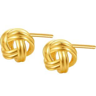 六桂福鎏金花球耳钉女S925纯银气质耳饰耳针养耳洞妇女节礼物