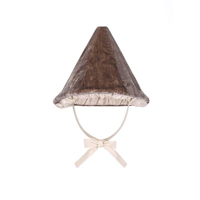 山谷少年复古丝绒系带尖顶蘑菇帽