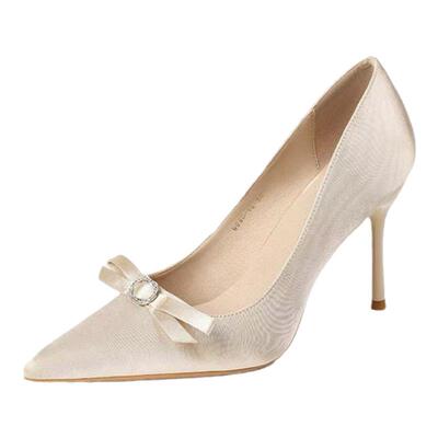 惊艳所有人！香槟色高跟鞋女细跟