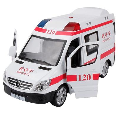 大号合金救护车声光回力玩具车