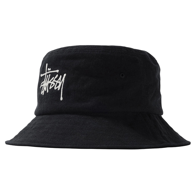 潮物Woo Stussy Big Logo Bucket Hat 遮阳防晒刺绣标盆帽渔夫帽