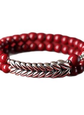 朱砂足银新国风麦穗手链节日礼物