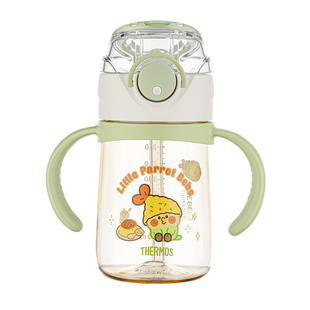 膳魔师儿童水杯宝宝带刻度学饮杯学生便携吸管杯小鹦鹉BEBE联名