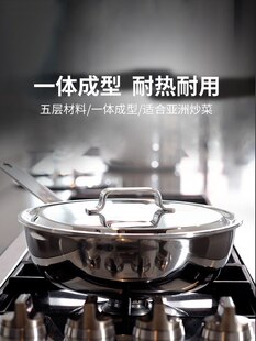 A6L瑞典PS主厨秘密不锈钢煎炒锅无涂层物理不粘锅炉灶通用家用炒