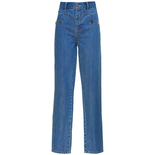 OBEG欧碧倩时尚高腰牛仔裤烟管裤女冬季简洁百搭10444184