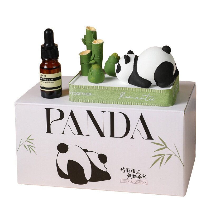 可爱熊猫香薰精油造型石膏扩香石