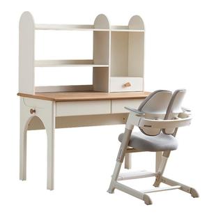 全友家居原木风儿童书桌书架一体书房家用学生学习桌青少年写字桌