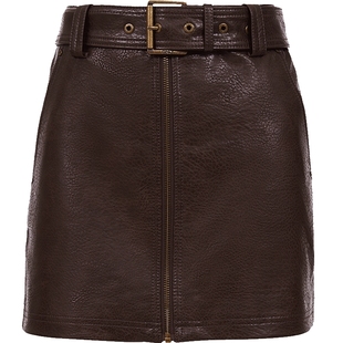 【秀场同款】ONLY2025冬季新款质感A字显瘦廓形PU包臀短裙半身裙