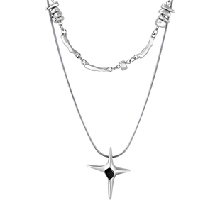 CHEALIMPID/.芒星双层链条不对称项链小众设计男女潮流嘻哈高级感