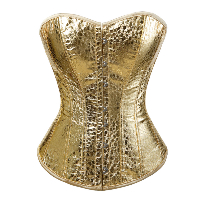 金色束身衣蛇皮纹性感束腰corset