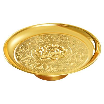 纯黄铜合金供果盘佛前贡品碟财神爷关公水果盘上供专用盘子佛具
