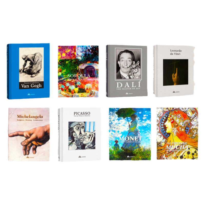 现货 大师艺术绘画作品系列 8本套装:梵高+索罗拉+达利+达芬奇+米开朗基罗+毕加索+莫奈+穆夏 大师珍藏版全集作品
