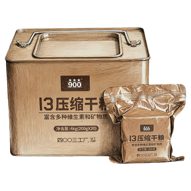 4003厂13压缩干粮8斤铁桶装