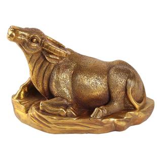 皇轩铜牛风水招财工艺品家居饰品办公室开业礼品纯黄铜旺市牛摆件