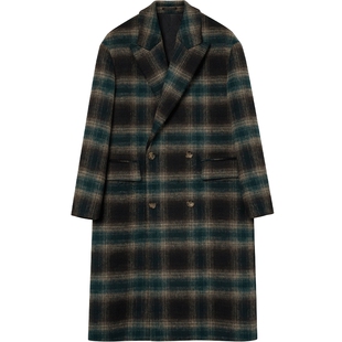 JDV商场同款羊驼毛大衣秋冬中长款格纹戗驳领外套时尚男装WCO4529