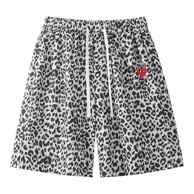 查尔斯桃心美式高街豹纹运动短裤
