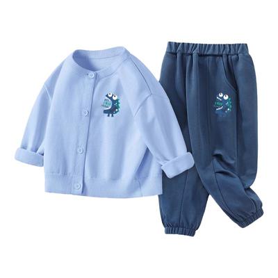 拉夏贝尔男童套装春秋款宝宝外套儿童百搭两件套婴儿秋季针织开衫