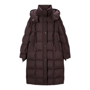 TKY SHOP立领连帽鹅绒服女2025冬季新款羽绒服深咖啡保暖厚外套