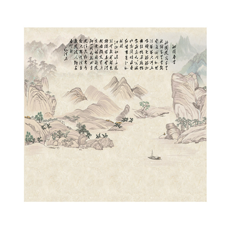 刺绣山水独绣苏绣背景墙布印加绣
