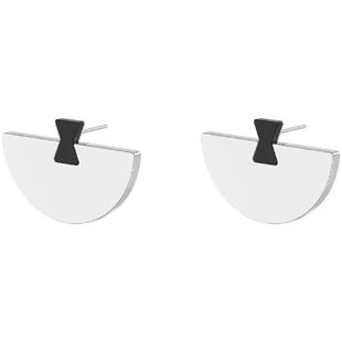 DOVETAIL卯时珠宝折扇经典燕尾榫925银银色饰面金属黑玛瑙耳饰