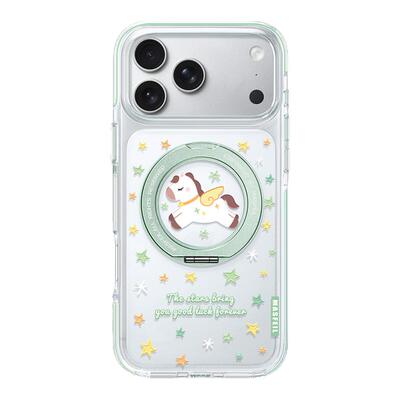 MASFEIL× 绿色小马适用iPhone17Promax手机壳新款ip15磁吸带支架Go8苹果16Pro套支点透明好看高级感13pm全包