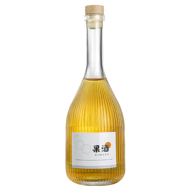 白酒果酒玻璃酒瓶空瓶子带盖木塞密封罐自酿储酒存酒饮料分装瓶子