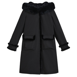 YINER音儿专选2025冬季新款可拆卸内胆水貂毛镶边狐狸毛领羽绒服