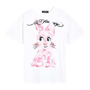 Ed Hardy埃德哈迪秋季新款卡通可爱小兔女士宽松潮牌短袖T恤