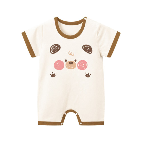 男童纯棉短袖哈衣小女童婴儿薄款夏装爬爬服睡衣新生儿夏季连体衣