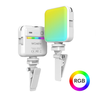 WONEW七彩蜗牛手机相机LED七彩补光灯直播视频拍摄摄影灯带手机夹小型抖音主播直播美颜亮肤化妆打光自拍神器