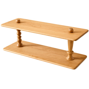 樱桃木桌面化妆品香水置物架办公书桌上实木水杯子台面双层收纳架