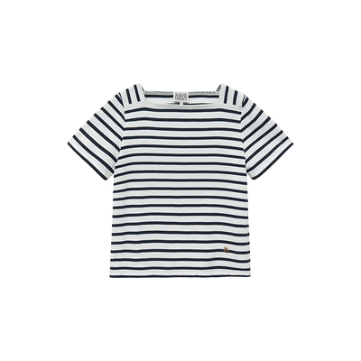 MARITHE方领条纹T恤打底衫