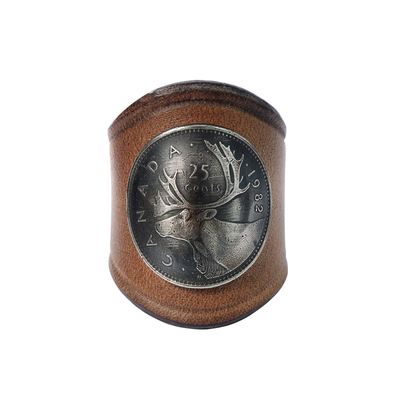 霍尔文茶芯皮复古手工真皮方巾扣