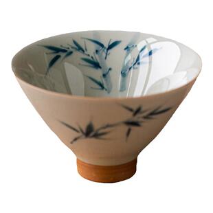 画续草木灰手绘兰花斗笠杯主人杯单杯功夫茶杯单个陶瓷品茗杯竹子