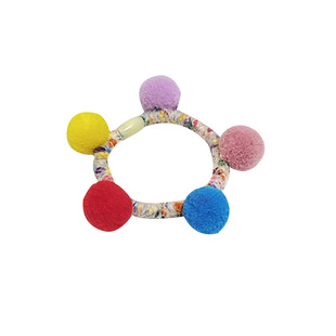 撞色毛球发绳高颜值百搭可爱发圈毛线编织少女头绳皮筋扎马尾发饰