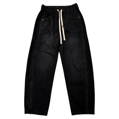 磨毛加厚松紧腰牛仔裤男