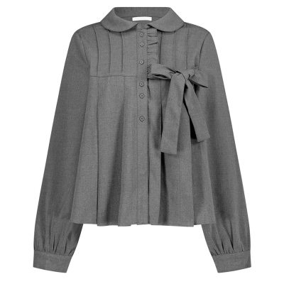 ILLIGO 26春娃娃领蝴蝶结甜美学院风百褶衬衫韩国代购