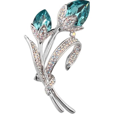 Eternelle优雅花朵水晶胸针