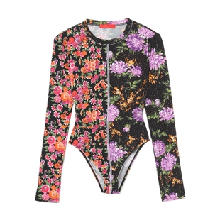 IT Commission女装修身连体衣时髦热辣挖剪露背满印连身衣340455X