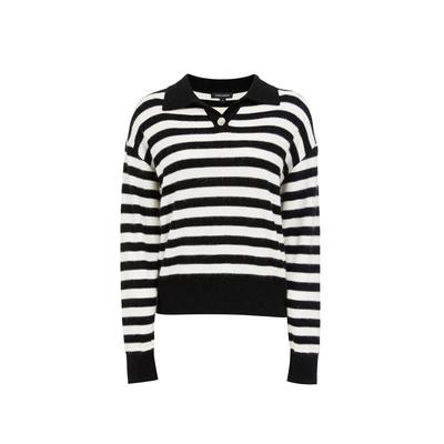 绫致VeroModa针织衫25秋冬含绵羊毛兔毛罗纹底摆条纹针织上衣