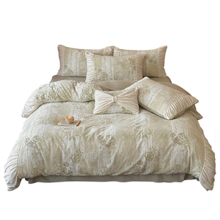 法式复古加厚牛奶绒四件套公主风雕花珊瑚绒双面绒加绒床单冬季