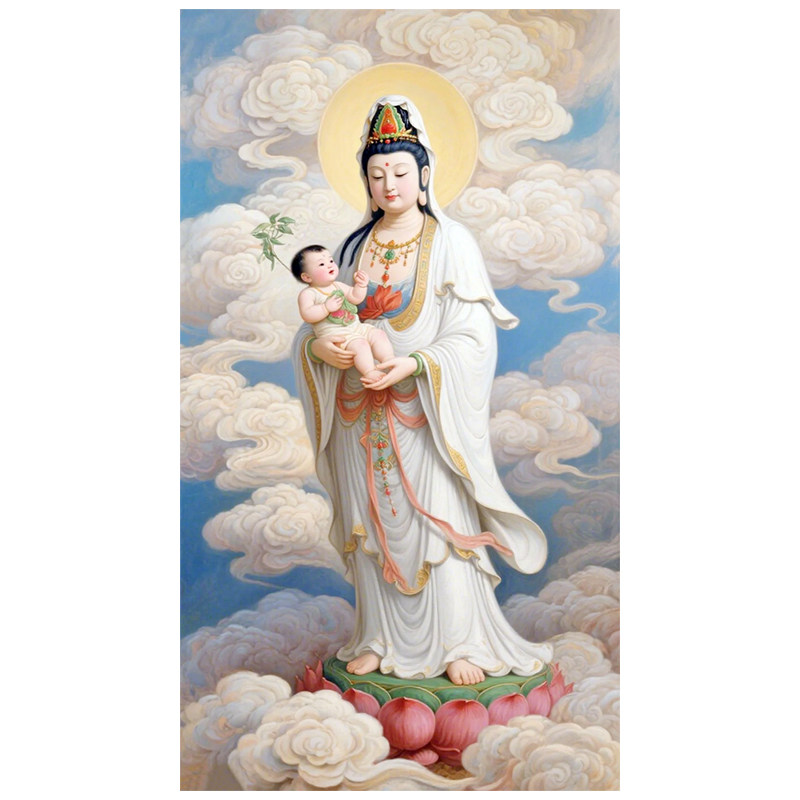 观音菩萨送子观音十字绣线绣