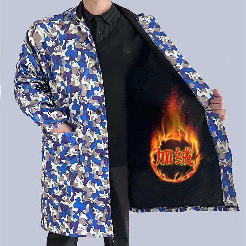 防水罩衣加绒工作服秋冬大褂蓝女厨房耐脏围裙劳保耐脏长袖服耐磨